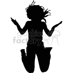silhouette of a lady jumping in joy