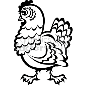 Pretty black and white hen with eyelashes clipart.