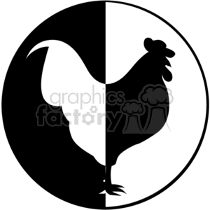 clipart - Black and white chicken decal.