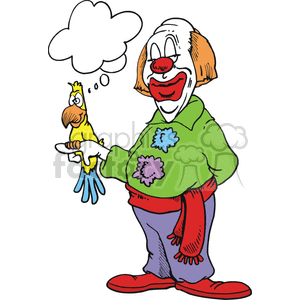 Clown holding his parrot