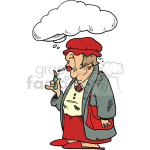 funny comical humor character characters people cartoon cartoons activities vector red hat hats club lady women smoking society female thinking