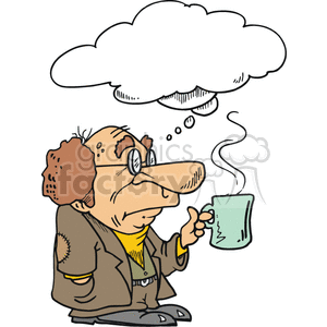 Little guy getting his morning coffee clipart. Commercial use image # 375092
