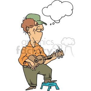 funny comical humor character characters people cartoon cartoons activities vector man playing guitar guitars music guy dude country singer musician thinking song songs rockstar