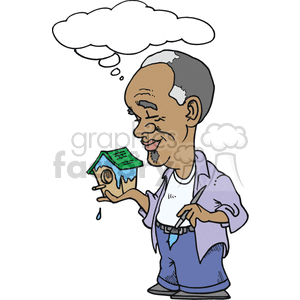 Man painting a bird house clipart. Commercial use image # 375125