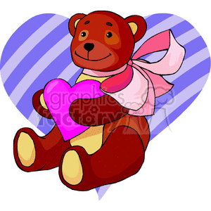 Teddy bear holding a pink heart clipart. Royalty-free image # 145740