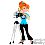 clipart - Photographer with camera on tripod.