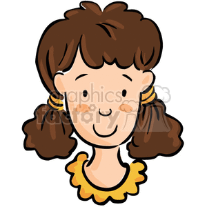 A Girl with Brown Hair Wearing Orange Smiling clipart. Commercial use image # 377012