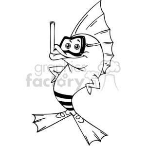 clipart - a fish in snorkeling gear.