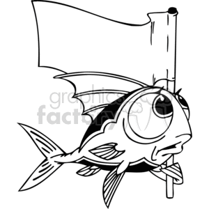 Fish with big eyes holding a flag clipart. Royalty-free image # 377333