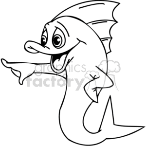 a fish in black and white laughing clipart. Commercial use image # 377338