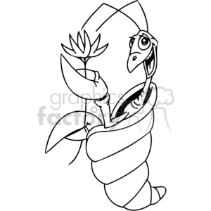 funny skinning hermit carb with flower clipart. Commercial use image # 377378