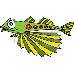 funny green and yellow fish with red and yellow circles on its side