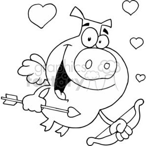 A Giddy Cupid Pig Flying With Hearts clipart. Commercial use image # 378032