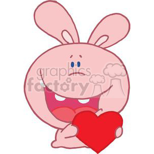 A Romantic Giddy Pink Rabbit Holds Heart clipart. Commercial use image # 378062