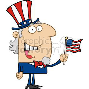 Abe Lincoln in Red White and Blue with American Flag clipart. Royalty-free image # 378277
