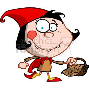 clipart RF Royalty-Free Illustration Cartoon funny character little red riding hood picnic girl girls holding basket baskets