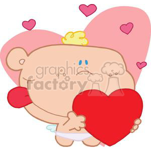 A Blond Haired Romantic Cupid With Valentine Hearts clipart. Commercial use image # 378402