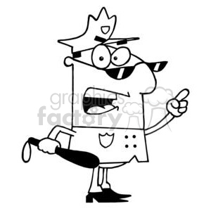clipart RF Royalty-Free Illustration Cartoon funny character police officer cop cops law black white