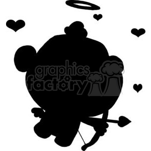 Silhouette of a Cupid with Bow and Arrow  clipart. Commercial use image # 378547