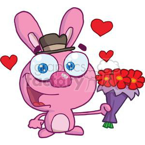 Cute Bunny With Flowers clipart. Commercial use image # 378587