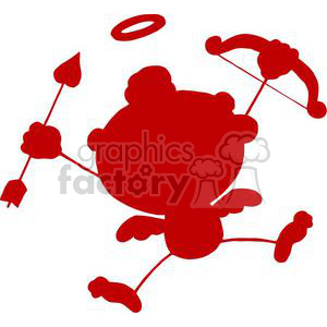 Red Silhouette Cupid with Bow and Arrow clipart.