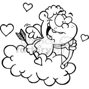 Royalty-Free RF Clipart Illustration cupid love valentines Day hearts cartoon funny clouds black white