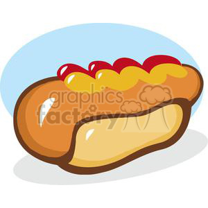 A Fast Food Hot Dog with Ketchup And Mustard On It clipart. Commercial use image # 379149