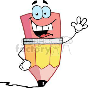 Pencil Cartoon Character Waving A Greeting clipart. Commercial use image # 379334