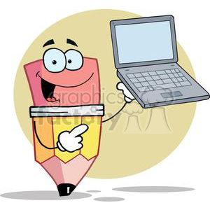 Pencil Cartoon Character Presents Laptop clipart. Royalty-free image # 379494