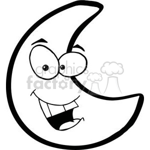 black and white smiling moon clipart. Royalty-free image # 379671