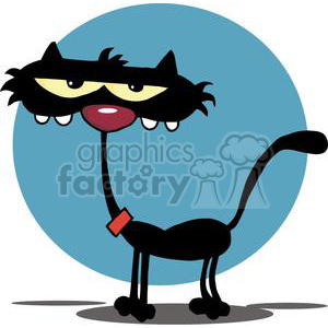 Black cat in front of blue circle clipart. Commercial use image # 379711