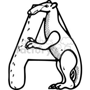 Letter A Anteater or Tamandua clipart. Commercial use image # 380178