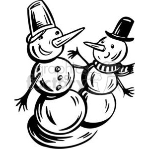clipart - black and white snowmen.