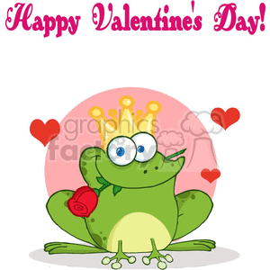 Cartoon-Frog-Prince-With-A-Rose-In-Mouth-Happy-Valentines-Day clipart. Royalty-free image # 381787