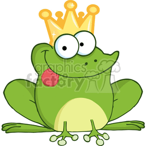 Cartoon-Frog-Prince-Character-Hanging-Its-Tongue-Out clipart. Commercial use image # 381812