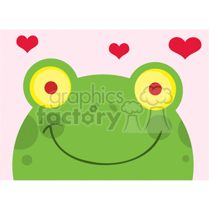 Cartoon-Happy-Frog-Head-Character-With-pink-background clipart. Royalty-free image # 381817