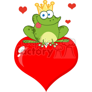 Cartoon-Frog-Prince-On-A-Red-Heart clipart. Commercial use image # 381827