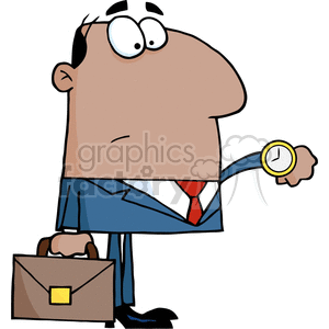 Cartoon-African-American-Office-Worker-Checking-The-Time clipart. Royalty-free image # 381852