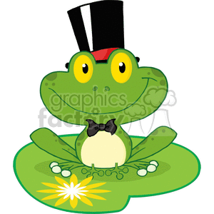 Cartoon-Groom-Frog-on-lillypad clipart. Commercial use image # 381867
