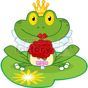 Cartoon-Bride-Frog-Character-on-lilypad clipart. Commercial use image # 381872