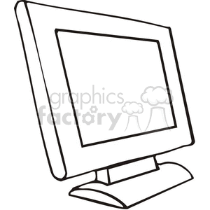 clipart - Black and white outline of a computer monitor.