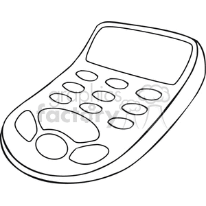 Black and white outline of a calculator with large buttons clipart.