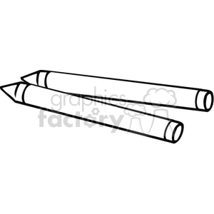 Black and white outline of crayons clipart. Royalty-free image # 382584