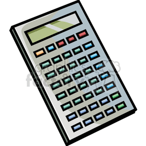 Gray calculator with colored buttons clipart. Commercial use image # 382611