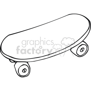 clipart - Black and white outline of a skateboard .