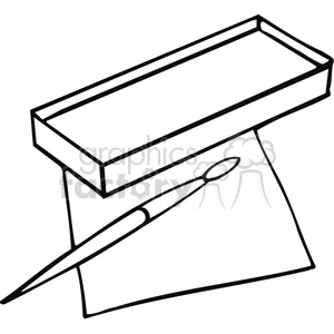 Black and white outline of a paintbrush and box clipart. Commercial use image # 382725
