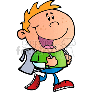 boy walking to school clipart. Commercial use image # 383354