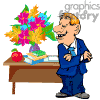 animated school teacher standing at his desk clipart.