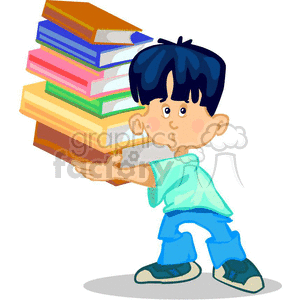 student holding a stack of books