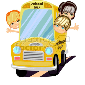 clipart - kids riding a school bus.